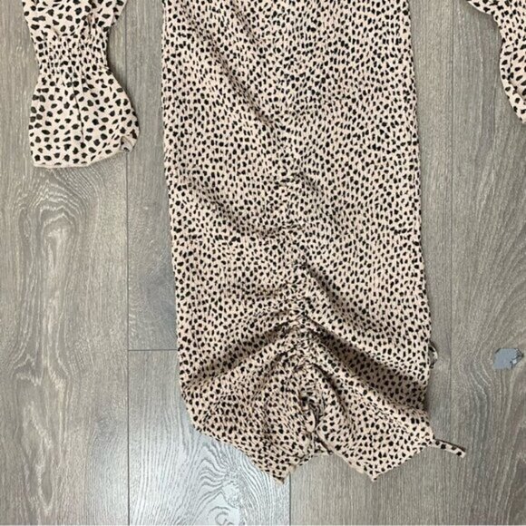 Princess Polly Kinsley Mini Dress Leopard print Ruffle Smocked Ruched Bodycon - Picture 11 of 16